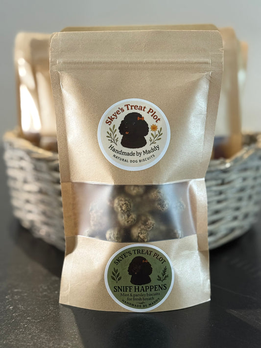 Sniff Happens – Parsley & Mint Bone Biscuits (70g)