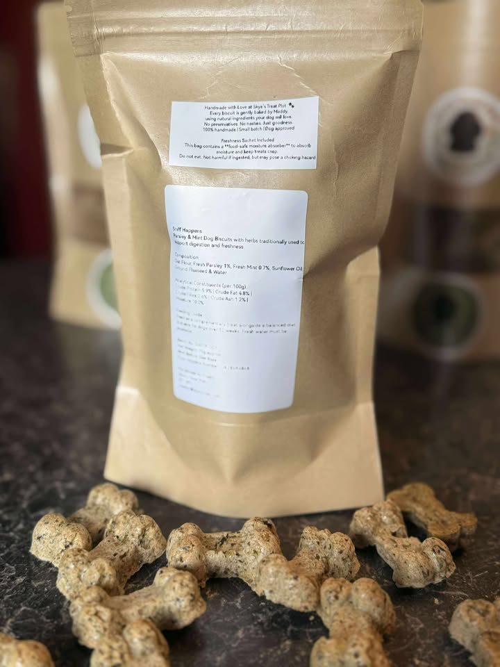 Sniff Happens – Parsley & Mint Bone Biscuits (70g)