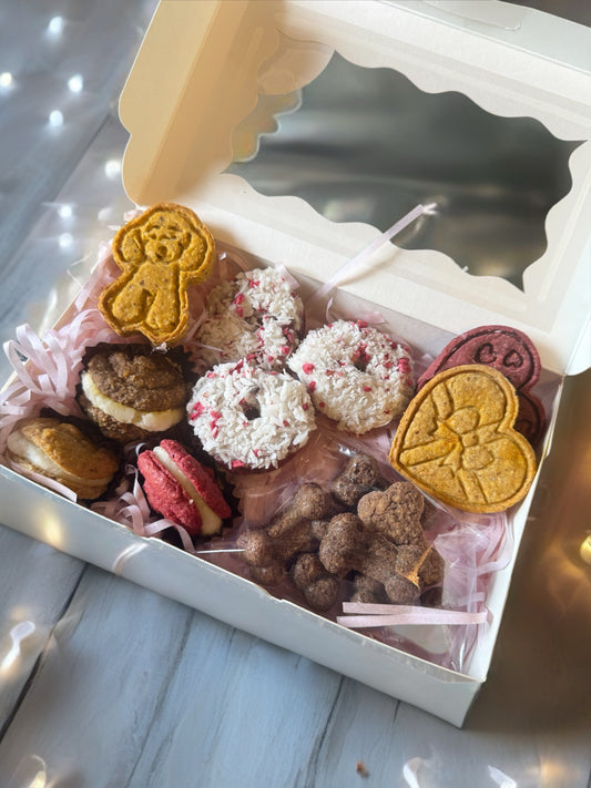 Luxury Dog Treat Selection Gift Box - Doughnuts, Biscuits & Macarons
